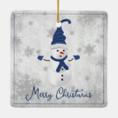 Blue Niedlich Snowman Holiday Ornament (Rückseite)