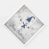 Blue Niedlich Snowman Holiday Paper Napkin Serviette (Ecke)