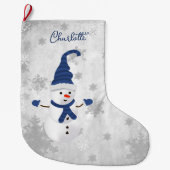 Blue Niedlich Snowman Holiday Strumpf Großer Weihnachtsstrumpf (Vorderseite)