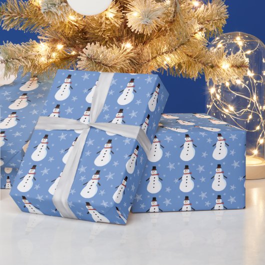 Blue Niedlich Snowman Snowflake Weihnachten Geschenkpapier (Feiertage)