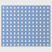 Blue Niedlich Snowman Snowflake Weihnachten Geschenkpapier (Flach)