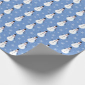 Blue Niedlich Snowman Snowflake Weihnachten Geschenkpapier (Ecke)