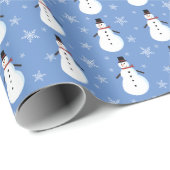 Blue Niedlich Snowman Snowflake Weihnachten Geschenkpapier (Rolleneckpunkt)