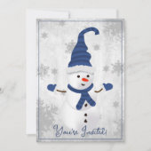 Blue Niedlich Snowman Weihnachts-Party Einladung (Vorderseite)