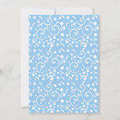 Blue Niedlich Stork Boy Floral Baby Dusche Einladung (Rückseite)