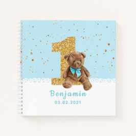 Blue Niedlich Teddy Bear 1. Geburtstagsgast Notizblock