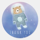 Blue Niedlich Teddy Space Bär Vielen Dank Runder Aufkleber (Vorderseite)