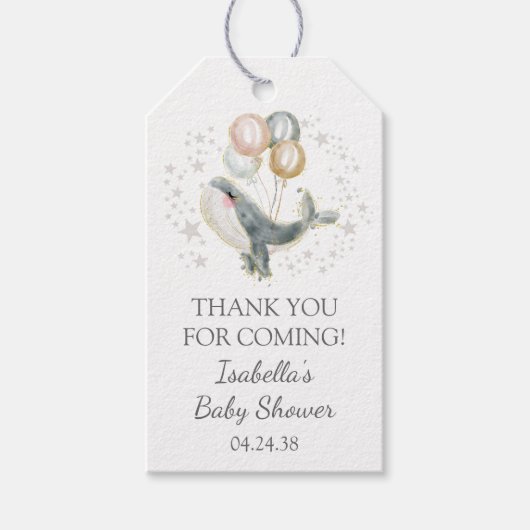 Blue Niedlich Whale Baby Dusche Geschenkanhänger (Vorderseite)