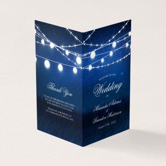 Blue Night and Lights Wedded Program Card (Vorderseite)