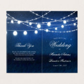 Blue Night and Lights Wedded Program Card (Außenseite Aufgefaltet)