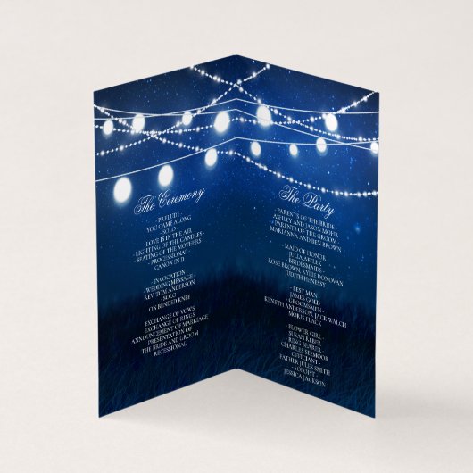 Blue Night and Lights Wedded Program Card (Innenseite)