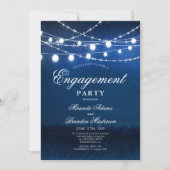Blue Night and Silight Lights Engagement Party Einladung (Vorderseite)