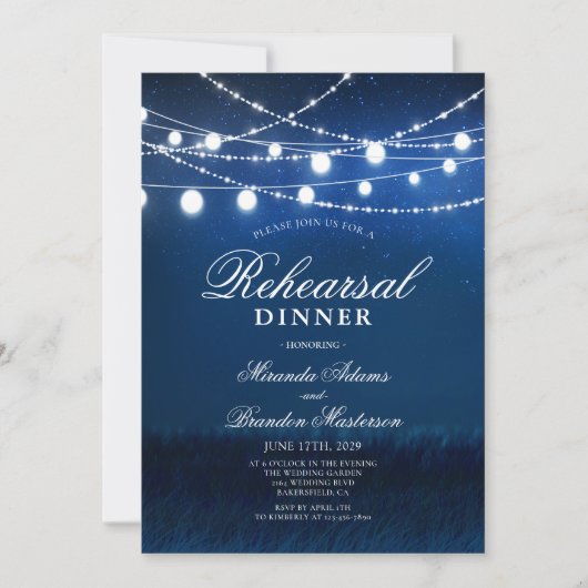 Blue Night and Silight Lights Probe Dinner Einladung (Vorderseite)