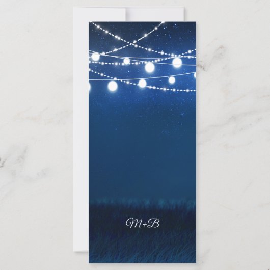 Blue Night and Silver Lights Wedding Menu Card (Rückseite)