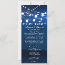 Blue Night and Silver Lights Wedding Program Card