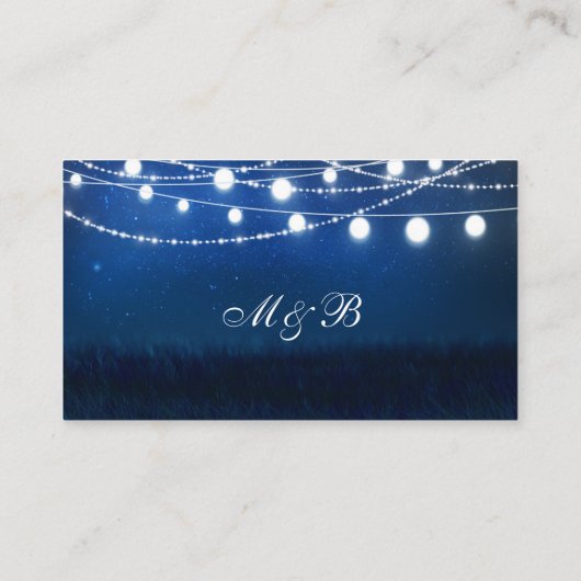 Blue Night and Silver Lights Wedding Website Card Begleitkarte (Rückseite)