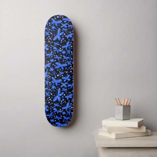 Blue Night Butterflies  Skateboard (Wandkunst)
