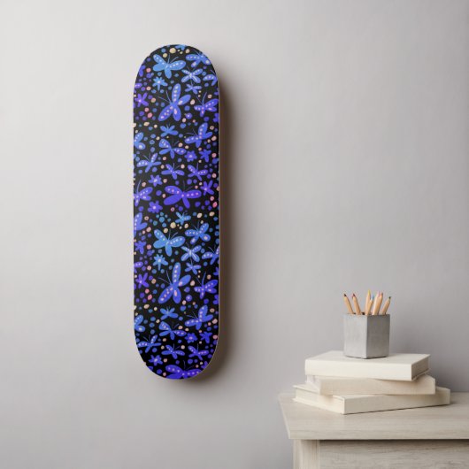 Blue Night Butterflies  Skateboard (Wandkunst)