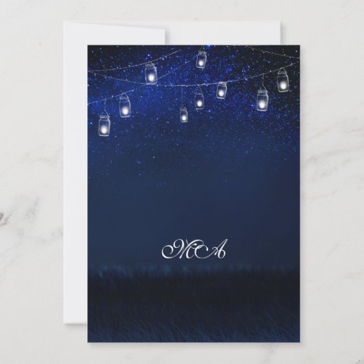 Blue Night Mason Jar String Lights Brautparty Einladung (Rückseite)