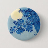 Blue Night Moon Cherry Tree Japanisch Button (Vorderseite)