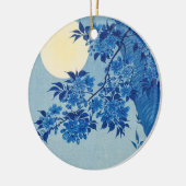Blue Night Moon Cherry Tree Japanisch Keramik Ornament (Links)
