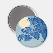 Blue Night Moon Cherry Tree Japanisch Magnet (Vorderseite/Rückseite)