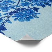 Blue Night Moon Cherry Tree Japanisch Poster (Ecke)