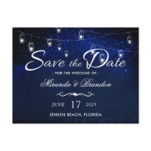 Blue Night Silver Mason Jar String Lights Hochzeit