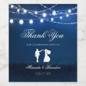 Blue Night & Silver String Lights Gastgeschenk Hoc Weinetikett (Einzelnes Label)