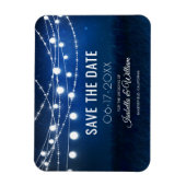 Blue Night & Silver String Lights Save the Date Magnet (Vertikal)