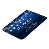 Blue Night & Silver String Lights Save the Date Magnet (Linke Seite)