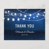 Blue Night & Silver String Lights Vielen Dank Ankündigungspostkarte (Vorderseite)