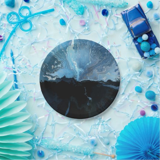 Blue Night Sky Galaxy Pappteller (Party)