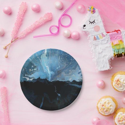 Blue Night Sky Galaxy Pappteller (Party)