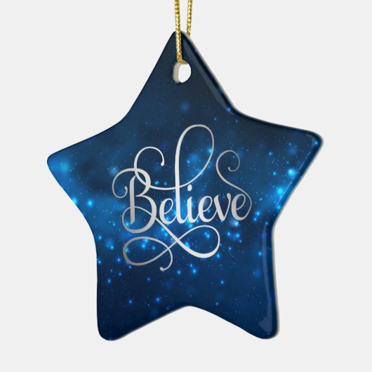 Blue Night Sky Glaube Weihnachten Keramik Ornament (Links)