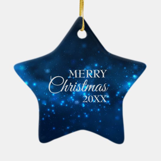 Blue Night Sky Glaube Weihnachten Keramik Ornament (Hinten)
