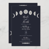 Blue Night Sky Moon Phases Abend Hochzeit Einladung (Vorne/Hinten)
