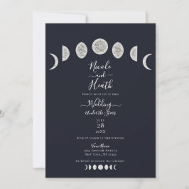 Blue Night Sky Moon Phases Abend Hochzeit Einladung