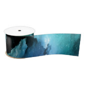 Blue Night sky Ocean Wave Northern Lights Satinband (Spule)