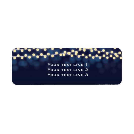 Blue Night Sky String Lights Chic Wedding Labels (Vorne)