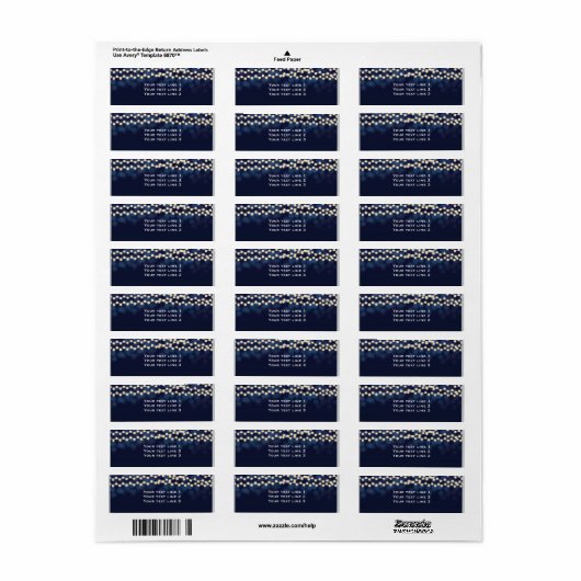 Blue Night Sky String Lights Chic Wedding Labels (Vorne)