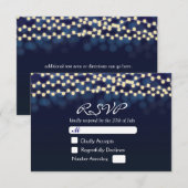 Blue Night Sky String Lights Wedding RSVP Card Karte (Vorne/Hinten)