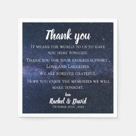 Blue Night Sky Wedding Vielen Dank Nachricht Serviette