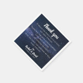 Blue Night Sky Wedding Vielen Dank Nachricht Serviette (Ecke)
