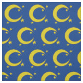 Blue Night Sky Yellow Moon Stars Astronomie Stoff (Muster)