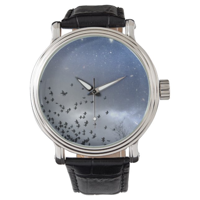 Blue Night Starry Sky Armbanduhr (Vorderseite)