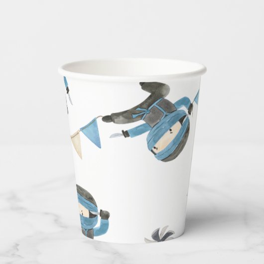 Blue Ninja Party Paper Cups Pappbecher (Rückseite)
