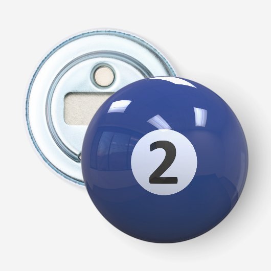 Blue No. 2 Billiard Pool Ball Flaschenöffner (Vorderseite)