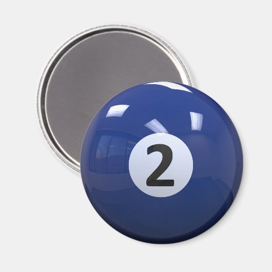 Blue No. 2 Billiard Pool Ball Magnet (Vorderseite/Rückseite)