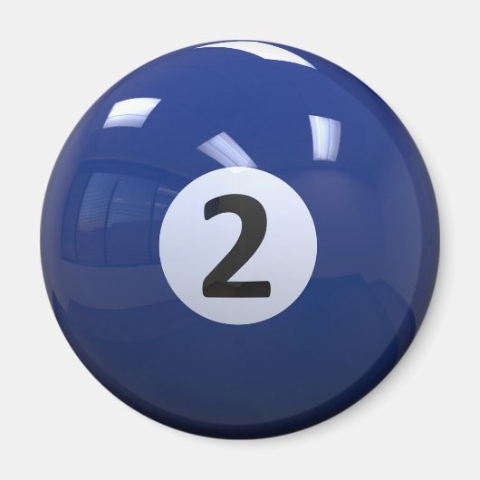 Blue No. 2 Billiard Pool Ball Magnet (Vorne)